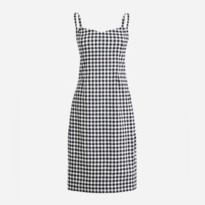 J. Crew Sweetheart Black White Gingham Linen Blend Sheath Dress Sz 6 Cottagecore